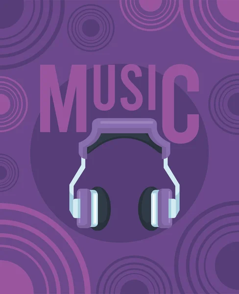 Headphone purple poster — Stock Vector