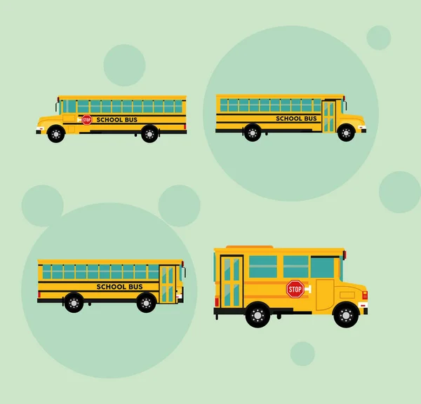 Quattro scuolabus — Vettoriale Stock