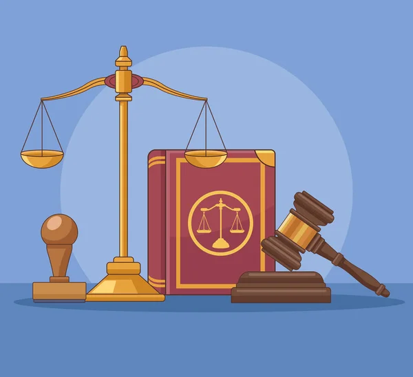 Law book and balance — Stock Vector