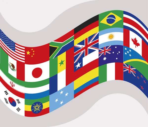 Флаги стран размахивают — стоковый вектор