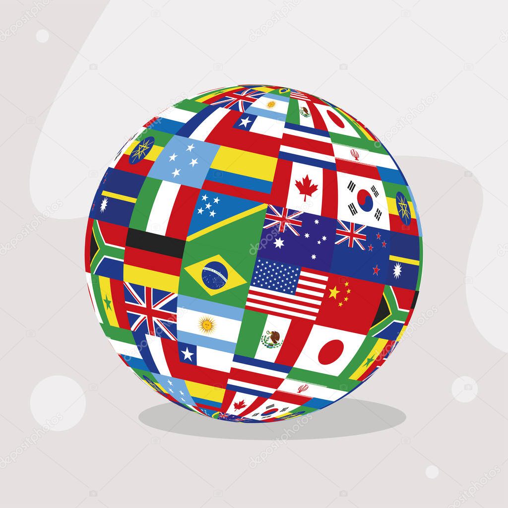 countries flags in sphere