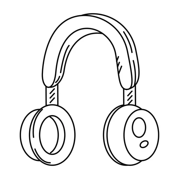 Musik-Headset-Doodle — Stockvektor