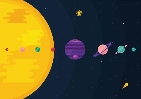 Sol y planetas — Vector de stock