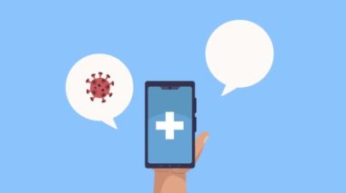 el kaldırma akıllı telefon ve tıbbi simgeler canlandırması