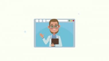 İnternet sitesindeki kadın doktor animasyonu