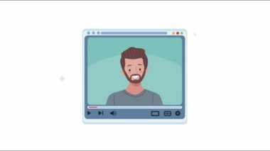 Medya oyuncusundaki genç adam canlandırma şablonu çizdi