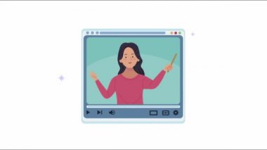 Web sayfası şablon animasyonunda öğretmenlik yapan genç kadın