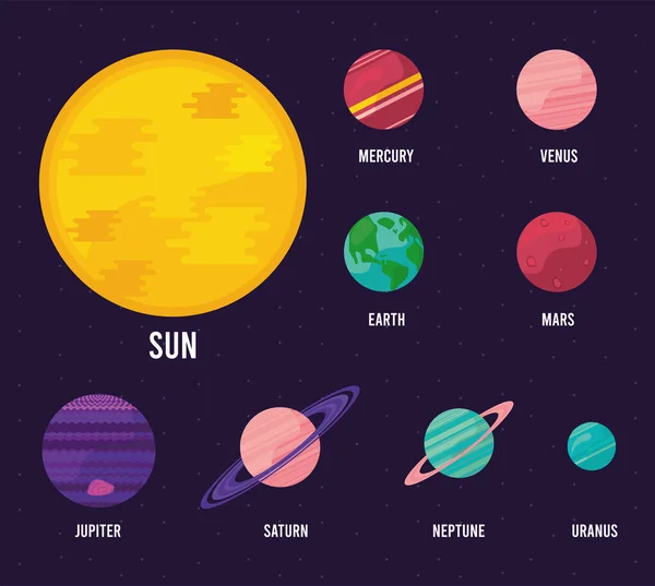 Univers espace neuf icônes — Image vectorielle