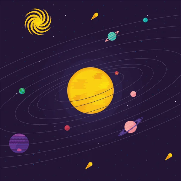 Planetas que orbitan el universo — Vector de stock