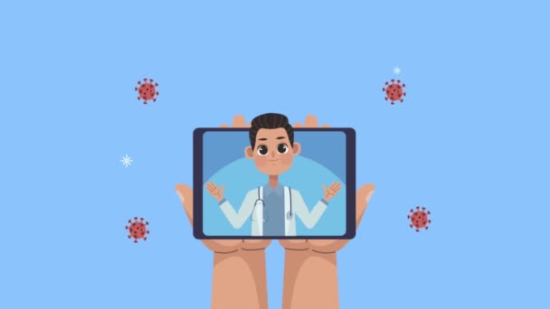 Mains tablette de levage avec animation médicale médecin — Video