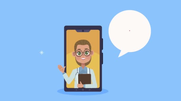 Ärztin in Smartphone-medizinischer Animation — Stockvideo