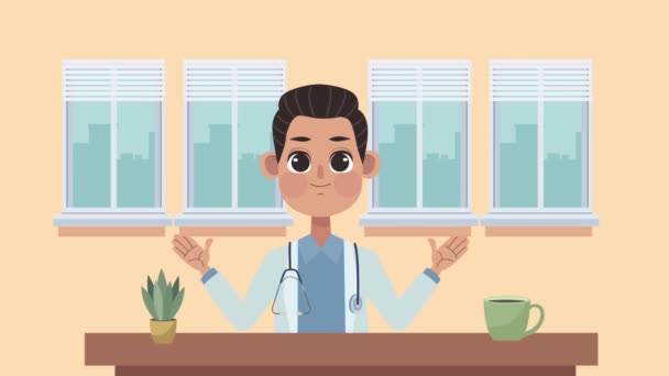 Medico professionista in ufficio animazione medica — Video Stock