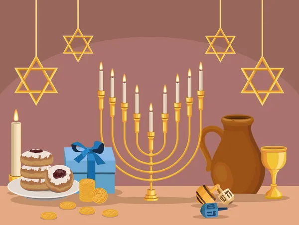 Happy hanukkah vieren — Stockvector