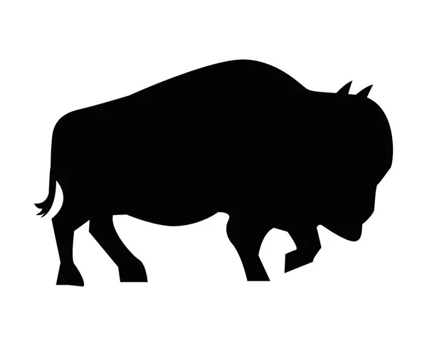 Silueta animal salvaje de búfalo — Vector de stock