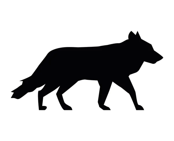 オオカミ野生動物のシルエット — ストックベクタ