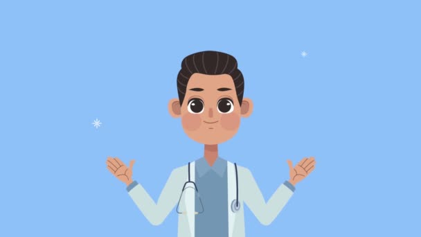 Professionele arts met stethoscoop medische — Stockvideo