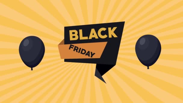 Black Friday Verkauf mit Luftballons Helium-Animation — Stockvideo