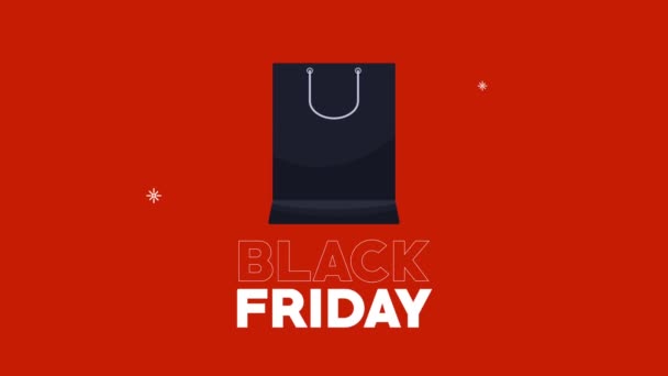 Negro viernes venta bolsa de compras animación — Vídeos de Stock