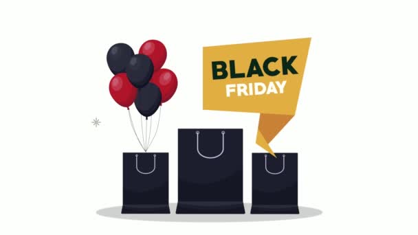 Viernes negro venta celebración con bolsas de compras — Vídeo de stock
