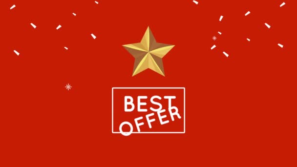 Best offer sale poster animation with golden star — Stock Video