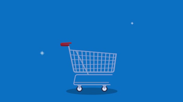 Shopping cart with commercial icons — Stock Video