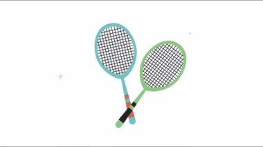 Raketler tenis spor ekipmanları animasyonu