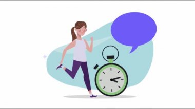 Kronometre animasyonuyla çalışan kadın