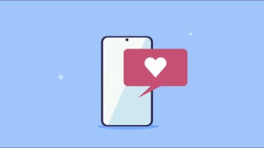 akıllı telefon ve kalp sosyal medya animasyonu