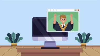 çocuk online masaüstü mezuniyeti ile web sitesinden mezun oldu