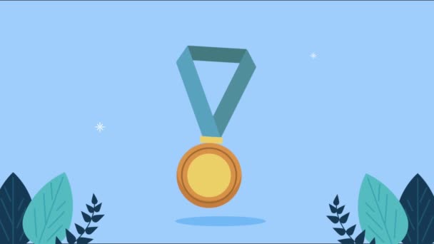 Animace vítěze zlaté medaile — Stock video