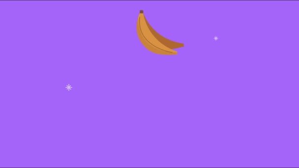 Анимация свежих бананов с тропическим рисунком — стоковое видео
