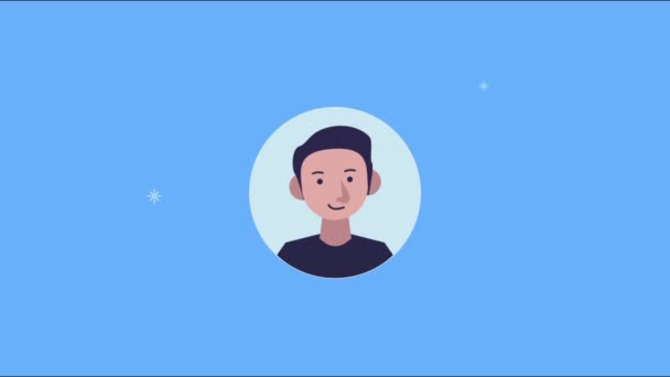 Hombre joven contacto usuario animación — Vídeos de Stock