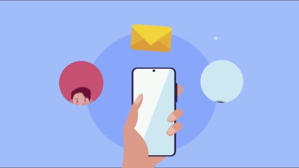 Smartphone dengan kontak dan email — Stok Video