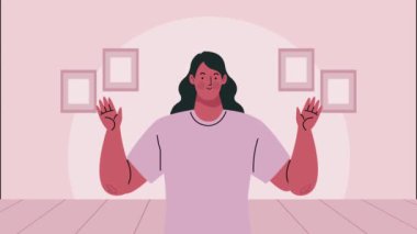 Karakter canlandırması konuşan genç bir kadın.