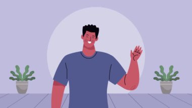 Evbitkileri olan genç adam karakter animasyonu