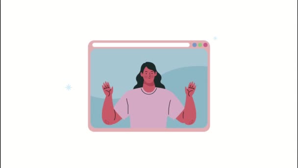 Animation de vidéoconférence avec la femme dans la page Web — Video