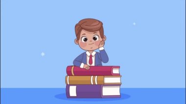 Kitap animasyonlu öğrenci.