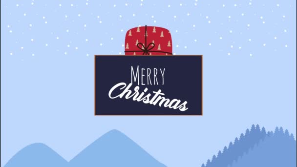 Frohe Weihnachten Schriftzug mit Geschenk-Animation — Stockvideo