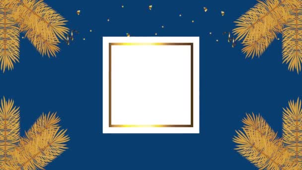 Animação feliz ano novo com moldura quadrada dourada — Vídeo de Stock