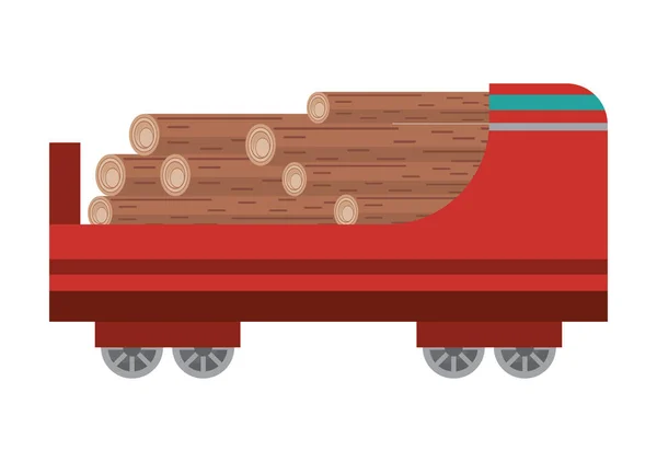 Vagão de comboio com madeira — Vetor de Stock