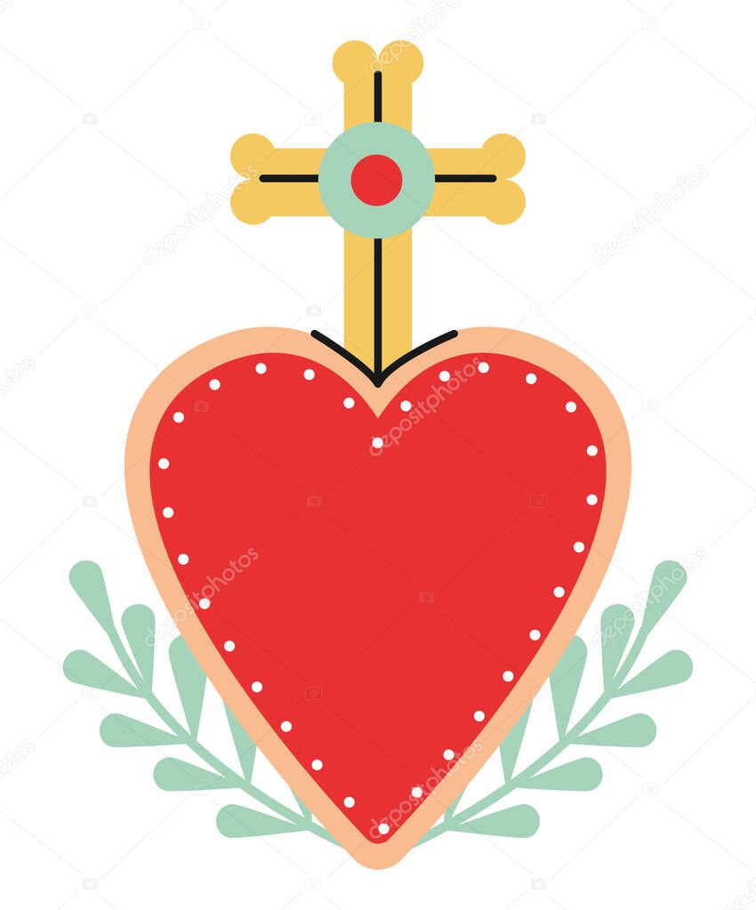 sacred heart with cross