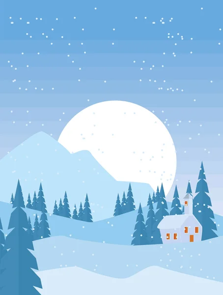 Hiver paysage de neige scène — Image vectorielle