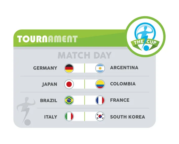 Tournoi de soccer matchs infographie — Image vectorielle