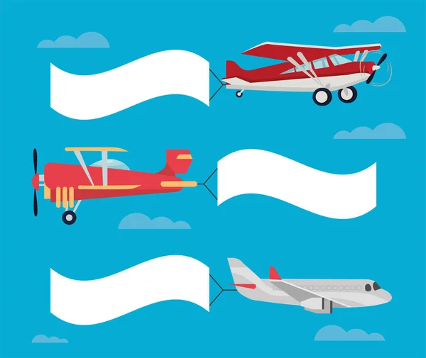 Três ícones de transporte aéreo — Vetor de Stock