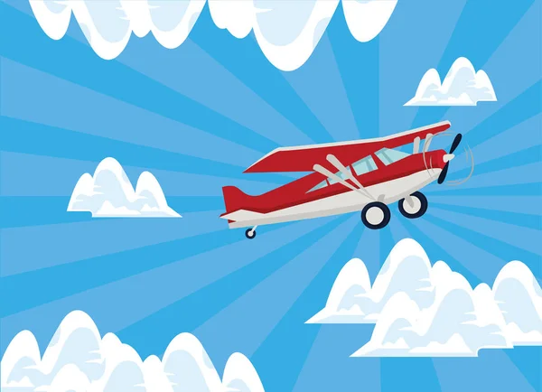 Avion rouge dans le ciel — Image vectorielle