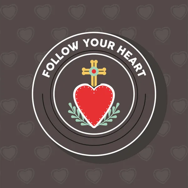 Heart with cross emblem — Stock Vector