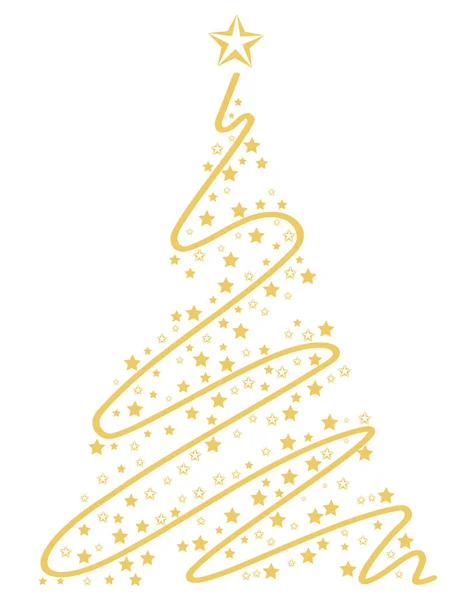 Golden christmas tree — Stock Vector