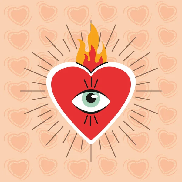 Kalp aşkı ve göz posteri — Stok Vektör
