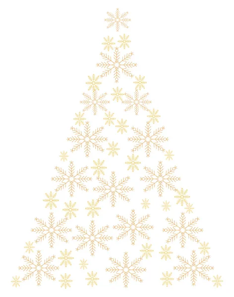 耶诞树上金黄色的雪花 — 图库矢量图片