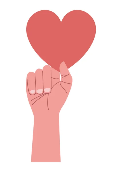 Mano sosteniendo el corazón — Vector de stock